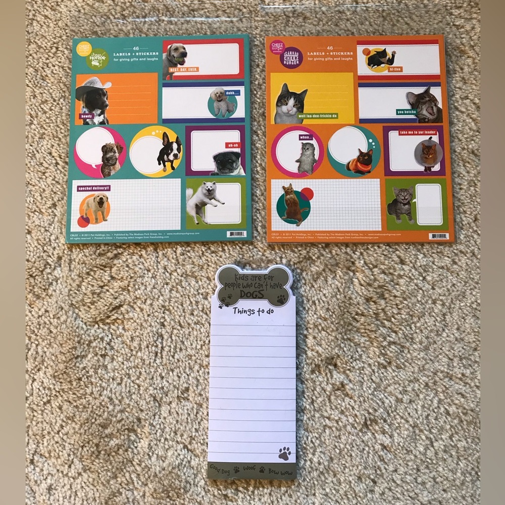 Rescue Dog Cat Pet Pawprint Notepad Labels Stickers